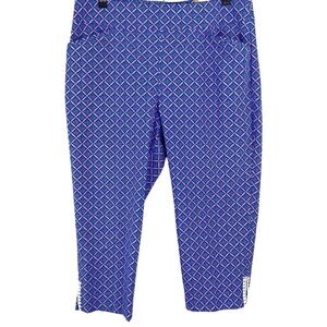 Chico's Vibrant Blue and Pink Diamond Capris